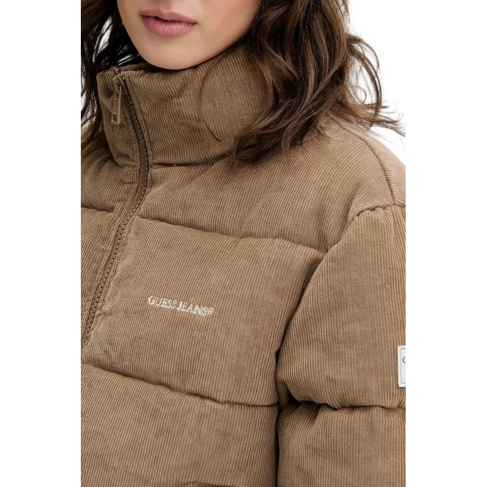 GUESS JEANS CROPPED PUFFER ΜΠΟΥΦΑΝ ΓΥΝΑΙΚΕΙΟ BROWN