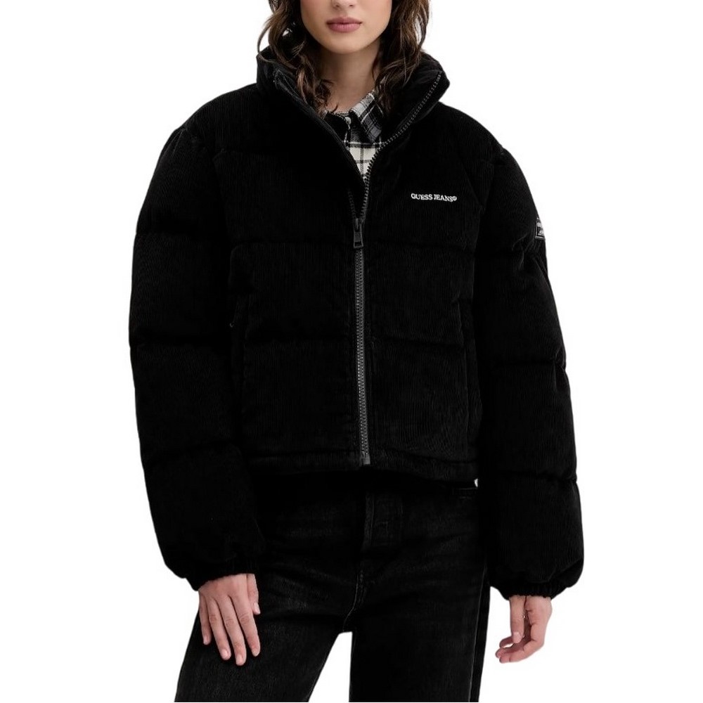 GUESS JEANS CROPPED PUFFER ΜΠΟΥΦΑΝ ΓΥΝΑΙΚΕΙΟ BLACK