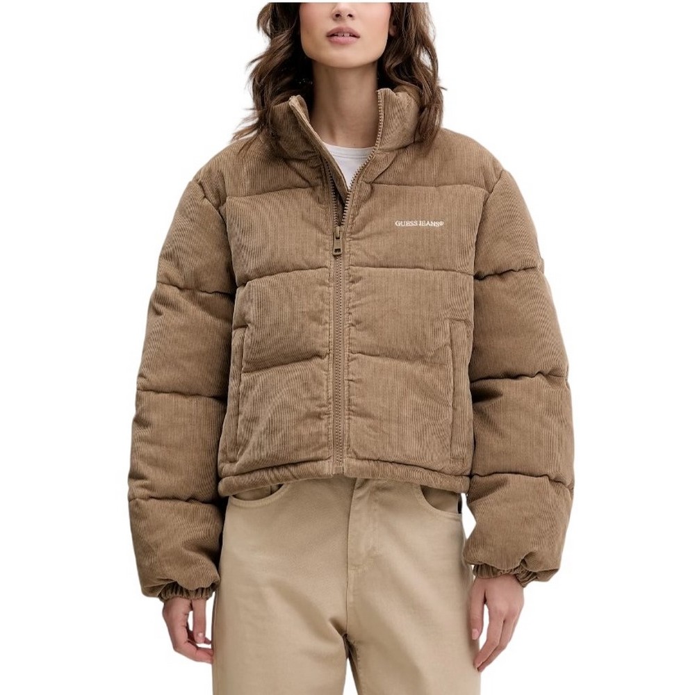 GUESS JEANS CROPPED PUFFER ΜΠΟΥΦΑΝ ΓΥΝΑΙΚΕΙΟ BROWN