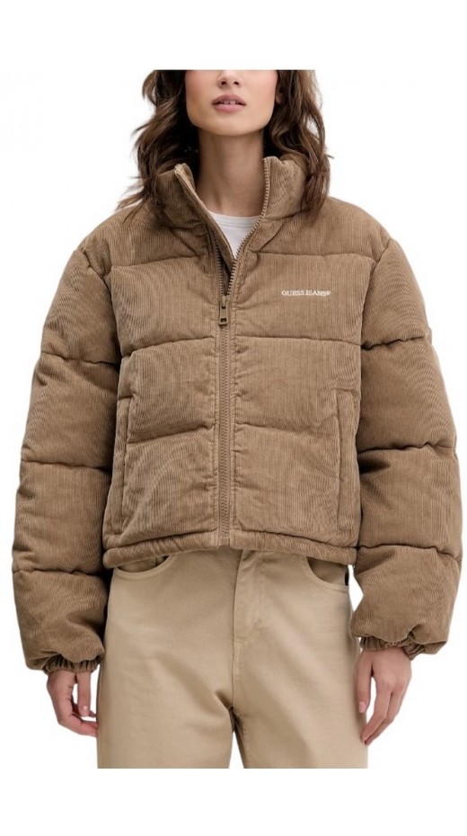 GUESS JEANS CROPPED PUFFER ΜΠΟΥΦΑΝ ΓΥΝΑΙΚΕΙΟ BROWN