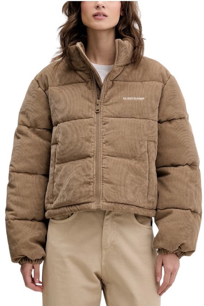 GUESS JEANS CROPPED PUFFER ΜΠΟΥΦΑΝ ΓΥΝΑΙΚΕΙΟ BROWN