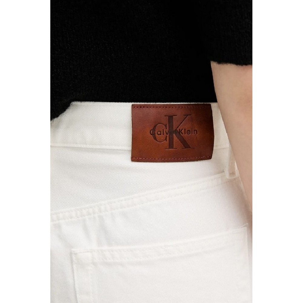 CALVIN KLEIN JEANS THE WIDE LEG RAW HEM CHALK WHITE ΤΖΙΝ ΠΑΝΤΕΛΟΝΙ ΓΥΝΑΙΚΕΙΟ OFF WHITE