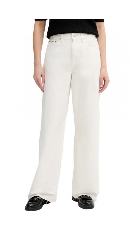CALVIN KLEIN JEANS THE WIDE LEG RAW HEM CHALK WHITE ΤΖΙΝ ΠΑΝΤΕΛΟΝΙ ΓΥΝΑΙΚΕΙΟ OFF WHITE