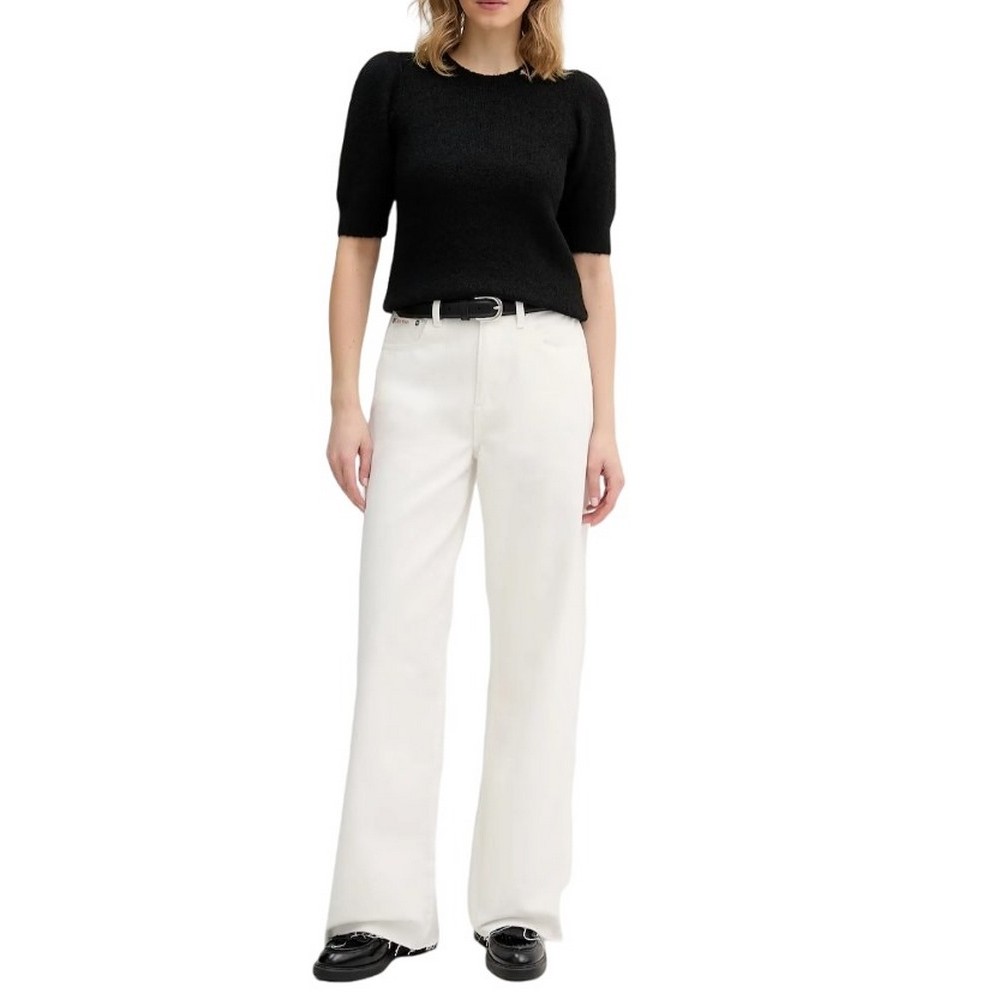 CALVIN KLEIN JEANS THE WIDE LEG RAW HEM CHALK WHITE ΤΖΙΝ ΠΑΝΤΕΛΟΝΙ ΓΥΝΑΙΚΕΙΟ OFF WHITE