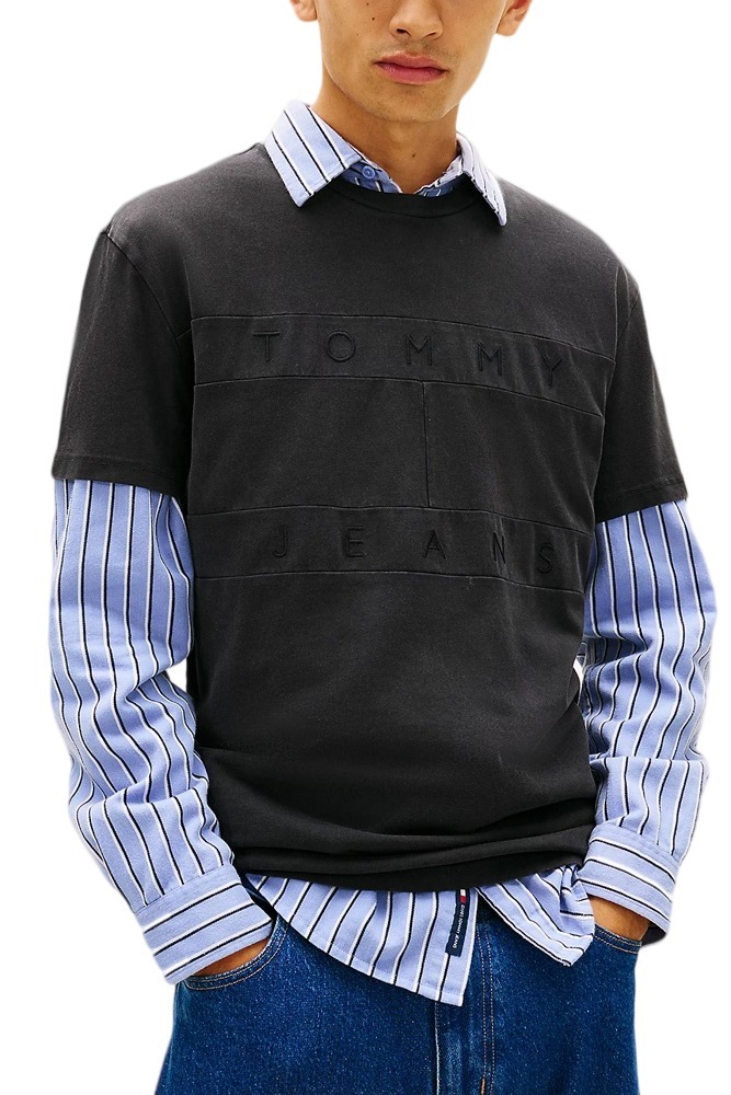 TOMMY JEANS REG TONAL FLAG TEE T-SHIRT ΜΠΛΟΥΖΑ ΑΝΔΡΙΚΗ BLACK