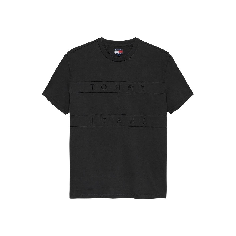 TOMMY JEANS REG TONAL FLAG TEE T-SHIRT ΜΠΛΟΥΖΑ ΑΝΔΡΙΚΗ BLACK