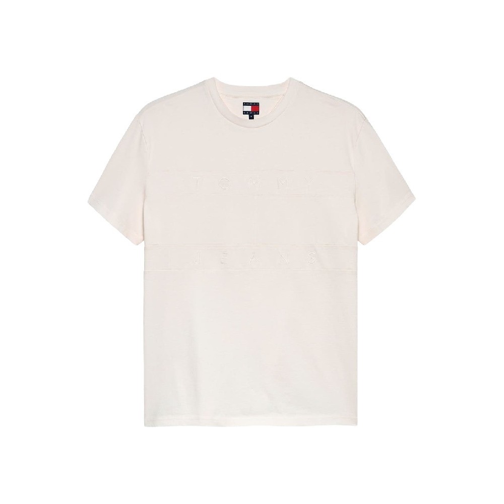 TOMMY JEANS REG TONAL FLAG TEE T-SHIRT ΜΠΛΟΥΖΑ ΑΝΔΡΙΚΗ OFF WHITE