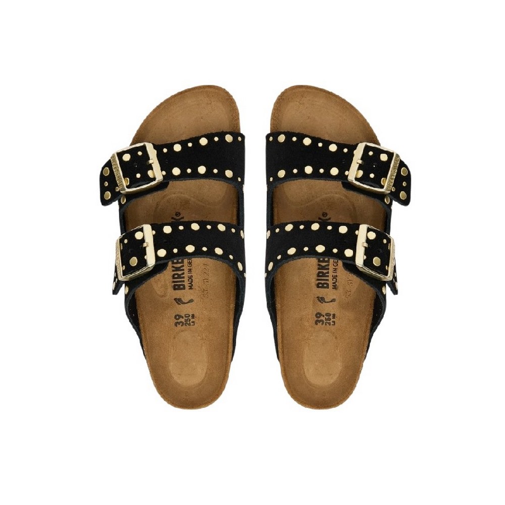 BIRKENSTOCK LEATHER ARIZONA RIVET LEVE NARROW SEASONAL ΠΑΝΤΟΦΛΑ ΓΥΝΑΙΚΕΙΑ BLACK