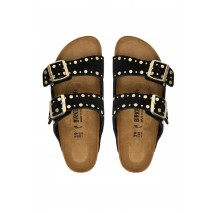 BIRKENSTOCK LEATHER ARIZONA RIVET LEVE NARROW SEASONAL ΠΑΝΤΟΦΛΑ ΓΥΝΑΙΚΕΙΑ BLACK
