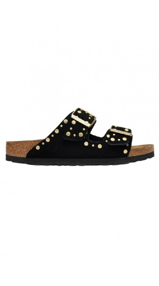 BIRKENSTOCK LEATHER ARIZONA RIVET LEVE NARROW SEASONAL ΠΑΝΤΟΦΛΑ ΓΥΝΑΙΚΕΙΑ BLACK