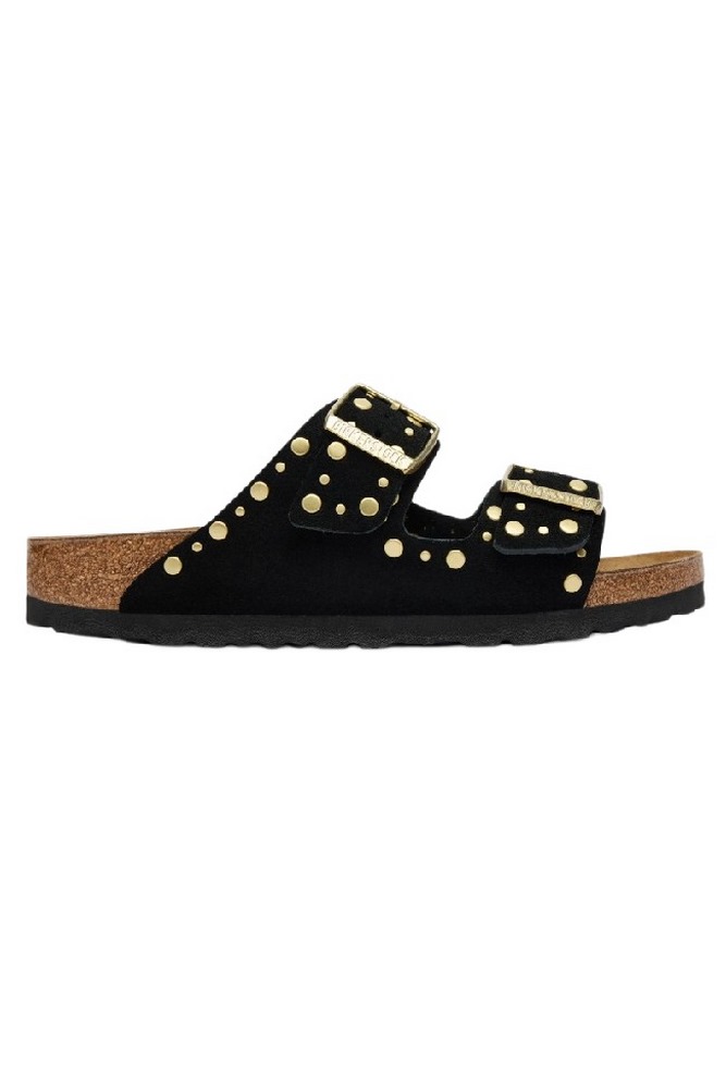 BIRKENSTOCK LEATHER ARIZONA RIVET LEVE NARROW SEASONAL ΠΑΝΤΟΦΛΑ ΓΥΝΑΙΚΕΙΑ BLACK