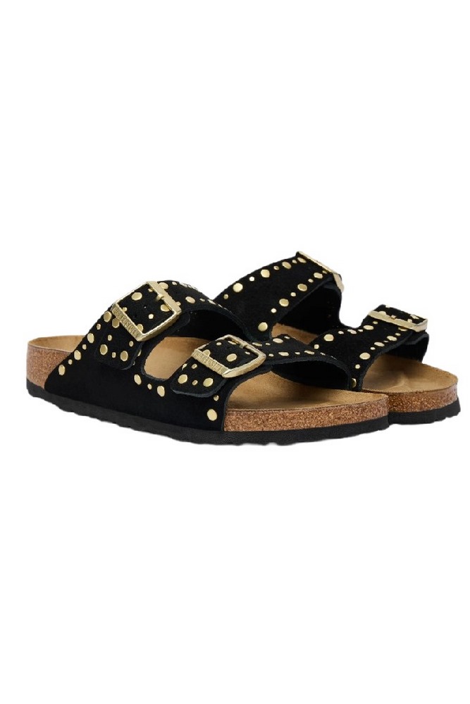 BIRKENSTOCK LEATHER ARIZONA RIVET LEVE NARROW SEASONAL ΠΑΝΤΟΦΛΑ ΓΥΝΑΙΚΕΙΑ BLACK