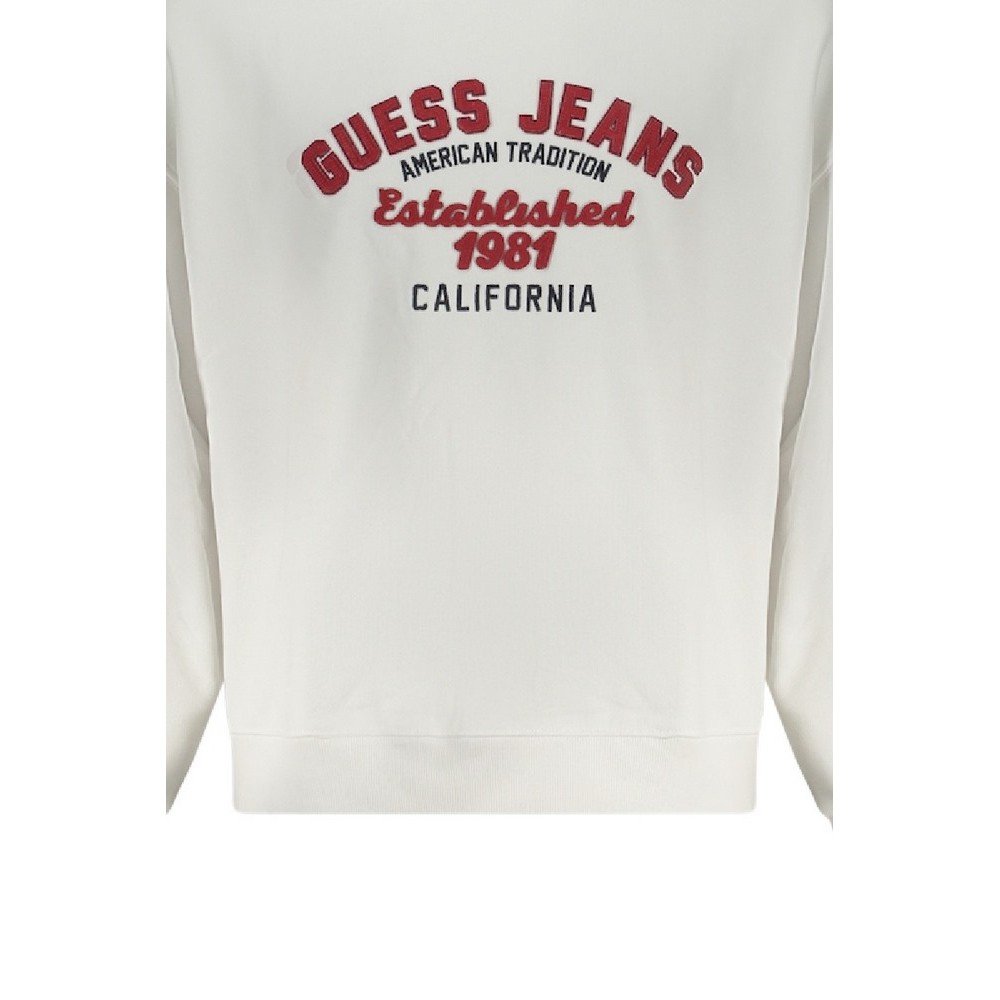 GUESS JEANS CN OS VINTAGE SWEAT ΜΠΛΟΥΖΑ ΦΟΥΤΕΡ ΑΝΔΡΙΚΗ WHITE