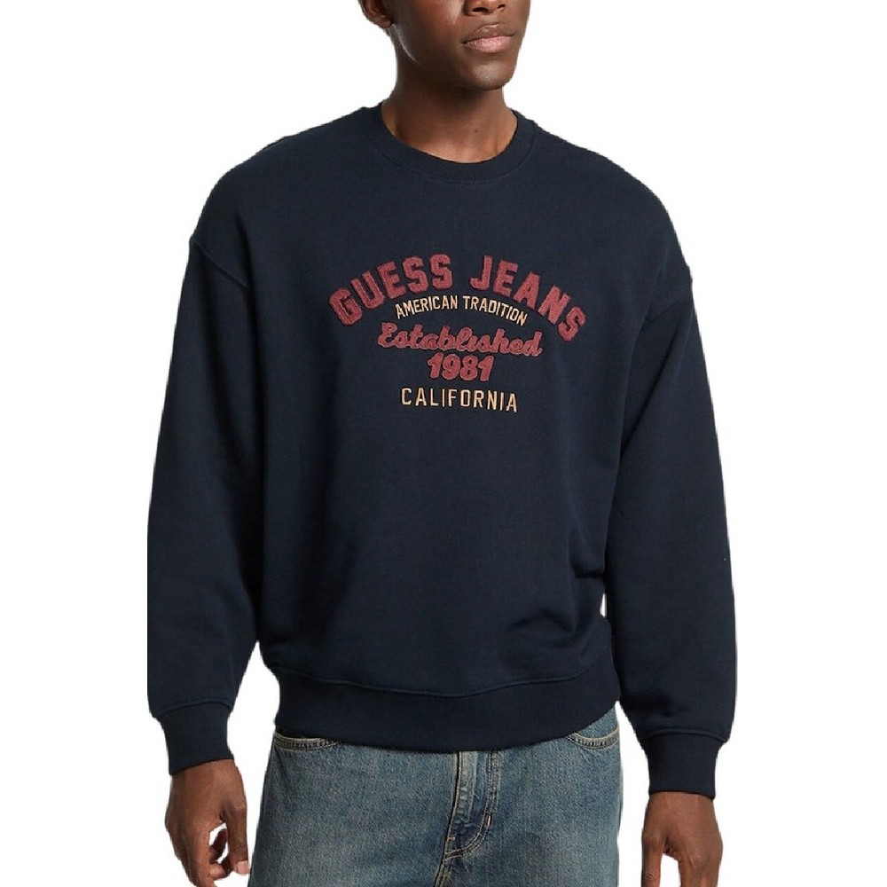 GUESS JEANS CN OS VINTAGE SWEAT ΜΠΛΟΥΖΑ ΦΟΥΤΕΡ ΑΝΔΡΙΚΗ DARK NAVY