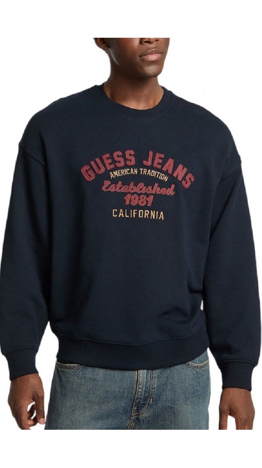 GUESS JEANS CN OS VINTAGE SWEAT ΜΠΛΟΥΖΑ ΦΟΥΤΕΡ ΑΝΔΡΙΚΗ DARK NAVY