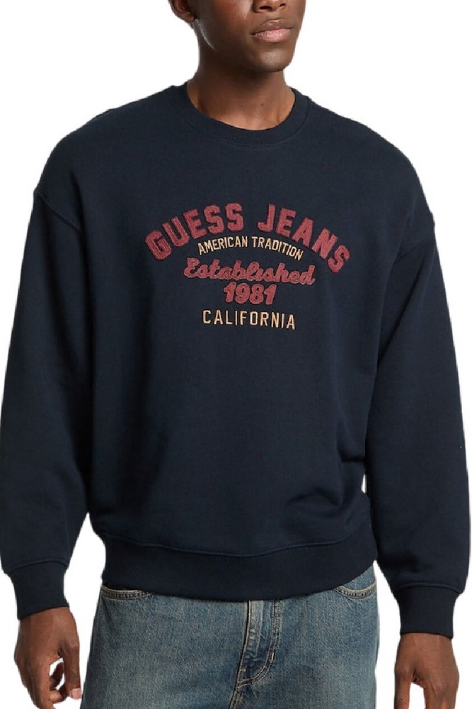 GUESS JEANS CN OS VINTAGE SWEAT ΜΠΛΟΥΖΑ ΦΟΥΤΕΡ ΑΝΔΡΙΚΗ DARK NAVY