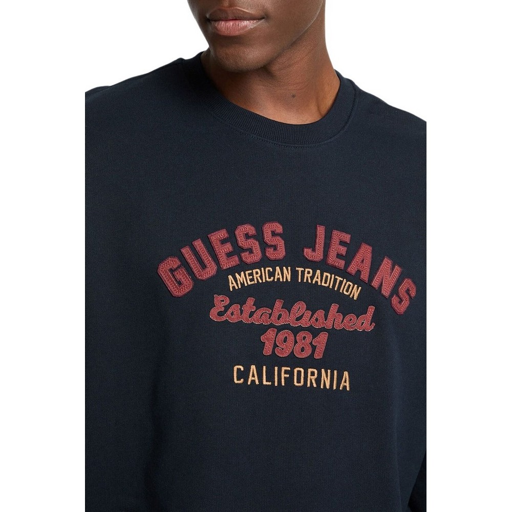 GUESS JEANS CN OS VINTAGE SWEAT ΜΠΛΟΥΖΑ ΦΟΥΤΕΡ ΑΝΔΡΙΚΗ DARK NAVY