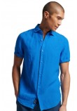 SUPERDRY D2 STUD STUDIOS CASUAL LINEN S/S SHIRT ΠΟΥΚΑΜΙΣΟ ΑΝΔΡΙΚΟ BLUE