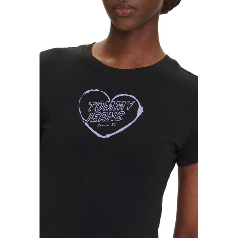 TOMMY JEANS SLIM SH HEART TEE T-SHIRT ΜΠΛΟΥΖΑ ΓΥΝΑΙΚΕΙΑ BLACK