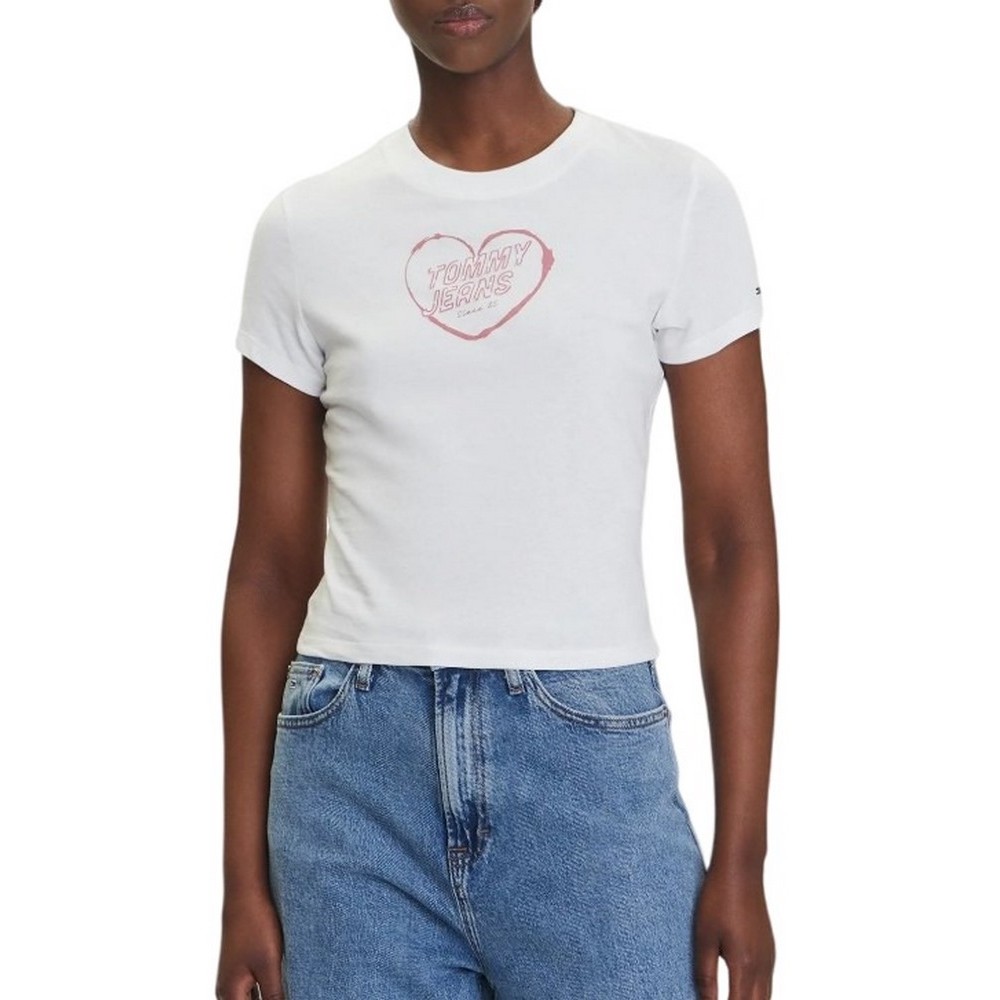 TOMMY JEANS SLIM SH HEART TEE T-SHIRT ΜΠΛΟΥΖΑ ΓΥΝΑΙΚΕΙΑ OFF WHITE
