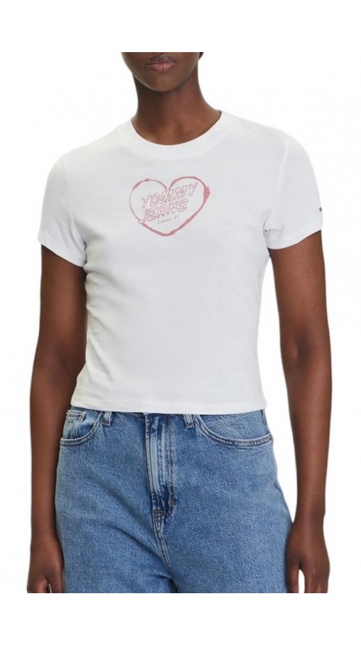 TOMMY JEANS SLIM SH HEART TEE T-SHIRT ΜΠΛΟΥΖΑ ΓΥΝΑΙΚΕΙΑ OFF WHITE