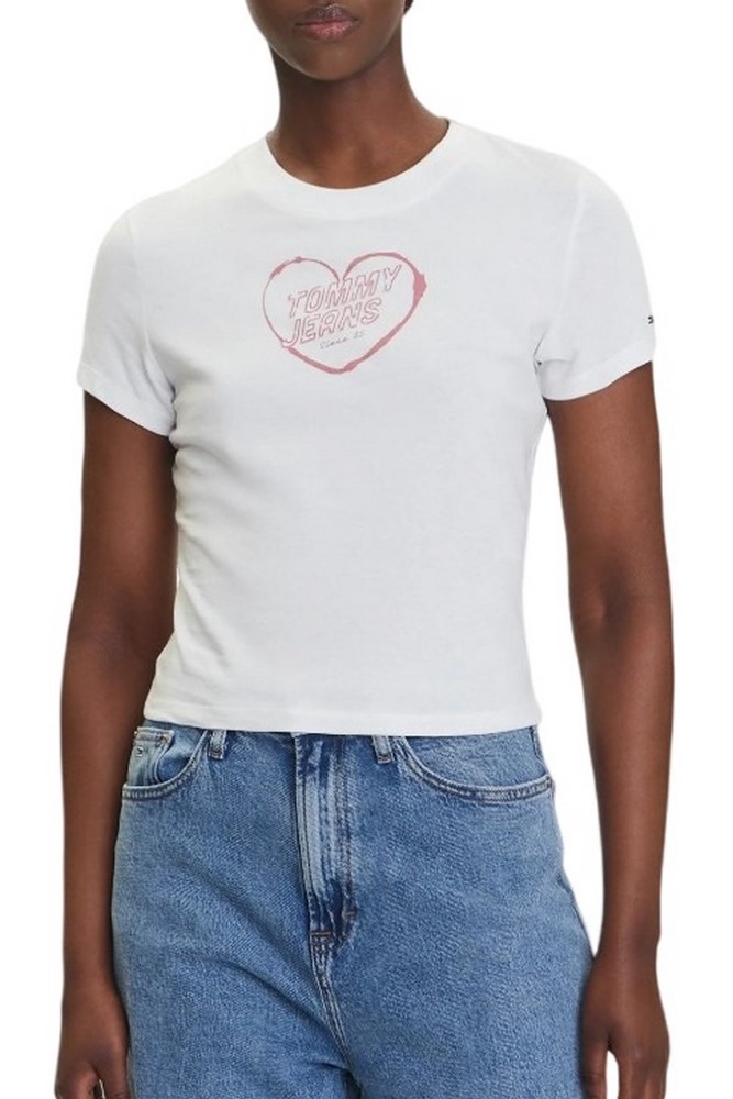 TOMMY JEANS SLIM SH HEART TEE T-SHIRT ΜΠΛΟΥΖΑ ΓΥΝΑΙΚΕΙΑ OFF WHITE