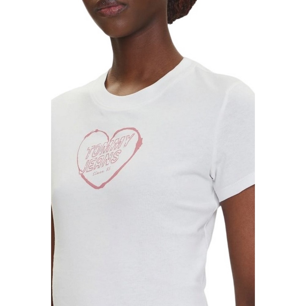 TOMMY JEANS SLIM SH HEART TEE T-SHIRT ΜΠΛΟΥΖΑ ΓΥΝΑΙΚΕΙΑ OFF WHITE