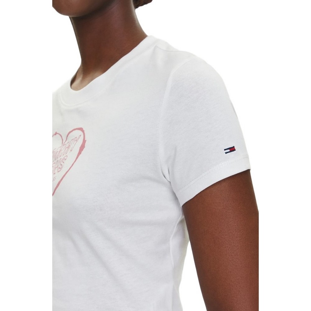 TOMMY JEANS SLIM SH HEART TEE T-SHIRT ΜΠΛΟΥΖΑ ΓΥΝΑΙΚΕΙΑ OFF WHITE