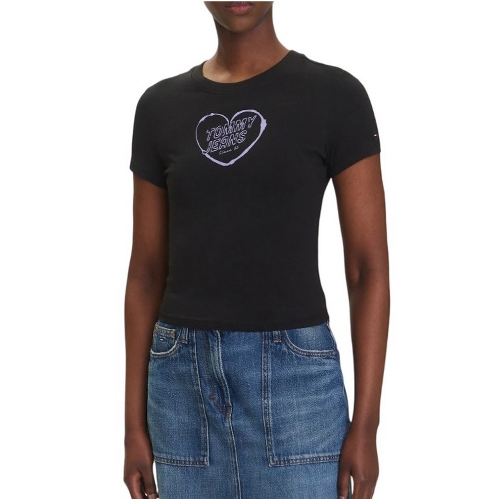 TOMMY JEANS SLIM SH HEART TEE T-SHIRT ΜΠΛΟΥΖΑ ΓΥΝΑΙΚΕΙΑ BLACK