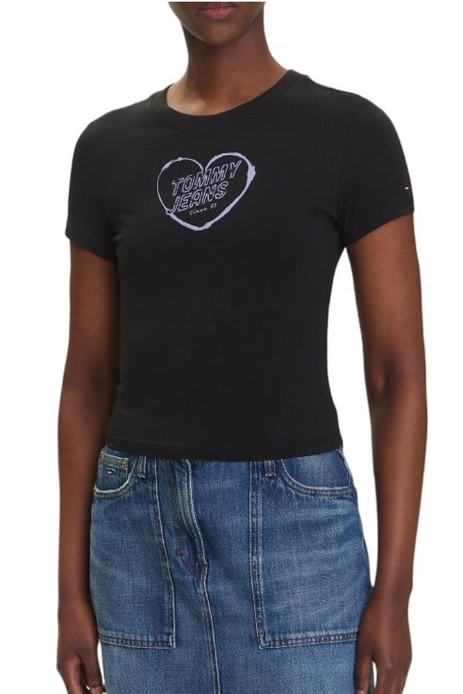 TOMMY JEANS SLIM SH HEART TEE T-SHIRT ΜΠΛΟΥΖΑ ΓΥΝΑΙΚΕΙΑ BLACK