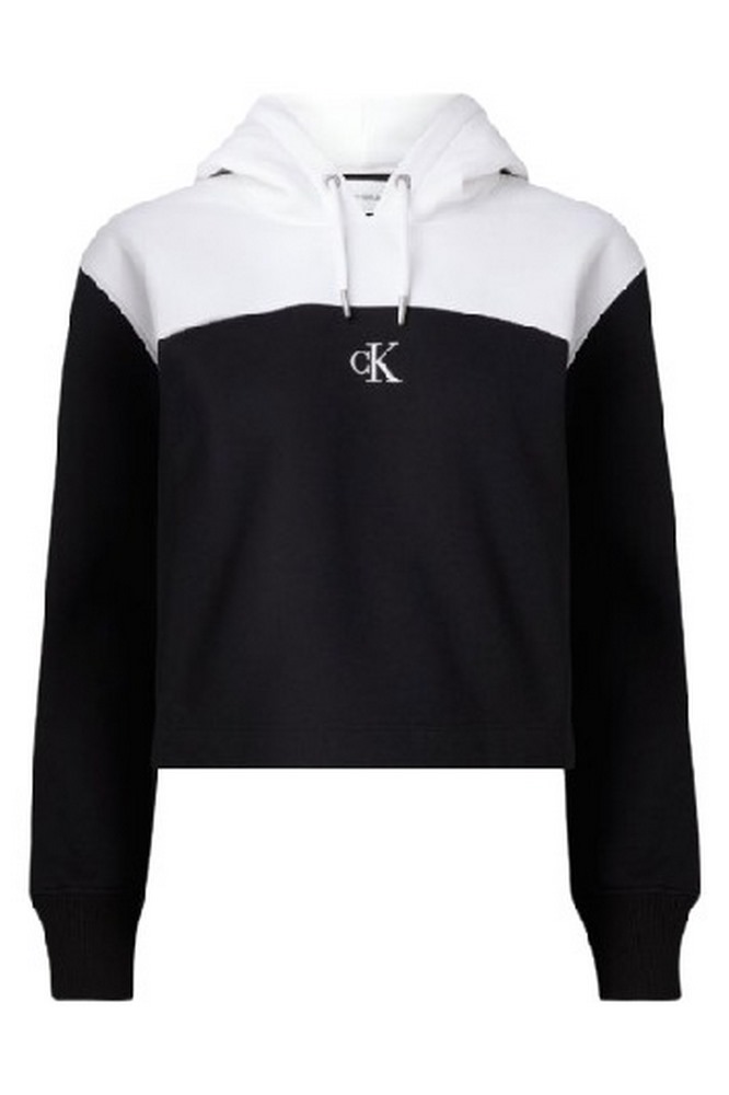 CALVIN KLEIN JEANS COLOR BLOCK HOODIE ΜΠΛΟΥΖΑ ΦΟΥΤΕΡ ΓΥΝΑΙΚΕΙΑ BLACK/WHITE
