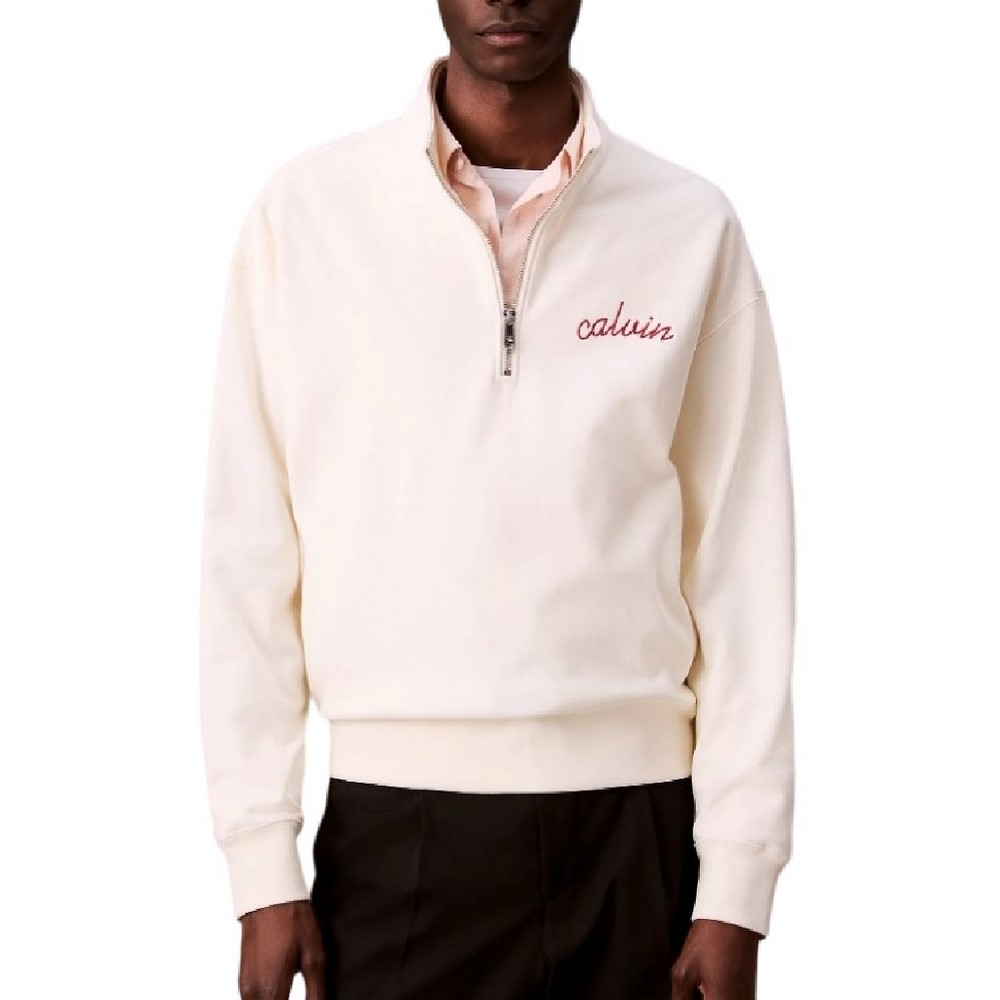 CALVIN KLEIN JEANS PRMM TRRY CHN STTCH ΜΠΛΟΥΖΑ ΦΟΥΤΕΡ ΑΝΔΡΙΚΗ OFF WHITE