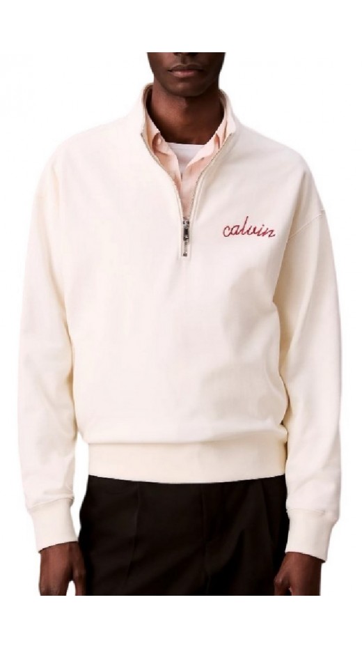 CALVIN KLEIN JEANS PRMM TRRY CHN STTCH ΜΠΛΟΥΖΑ ΦΟΥΤΕΡ ΑΝΔΡΙΚΗ OFF WHITE