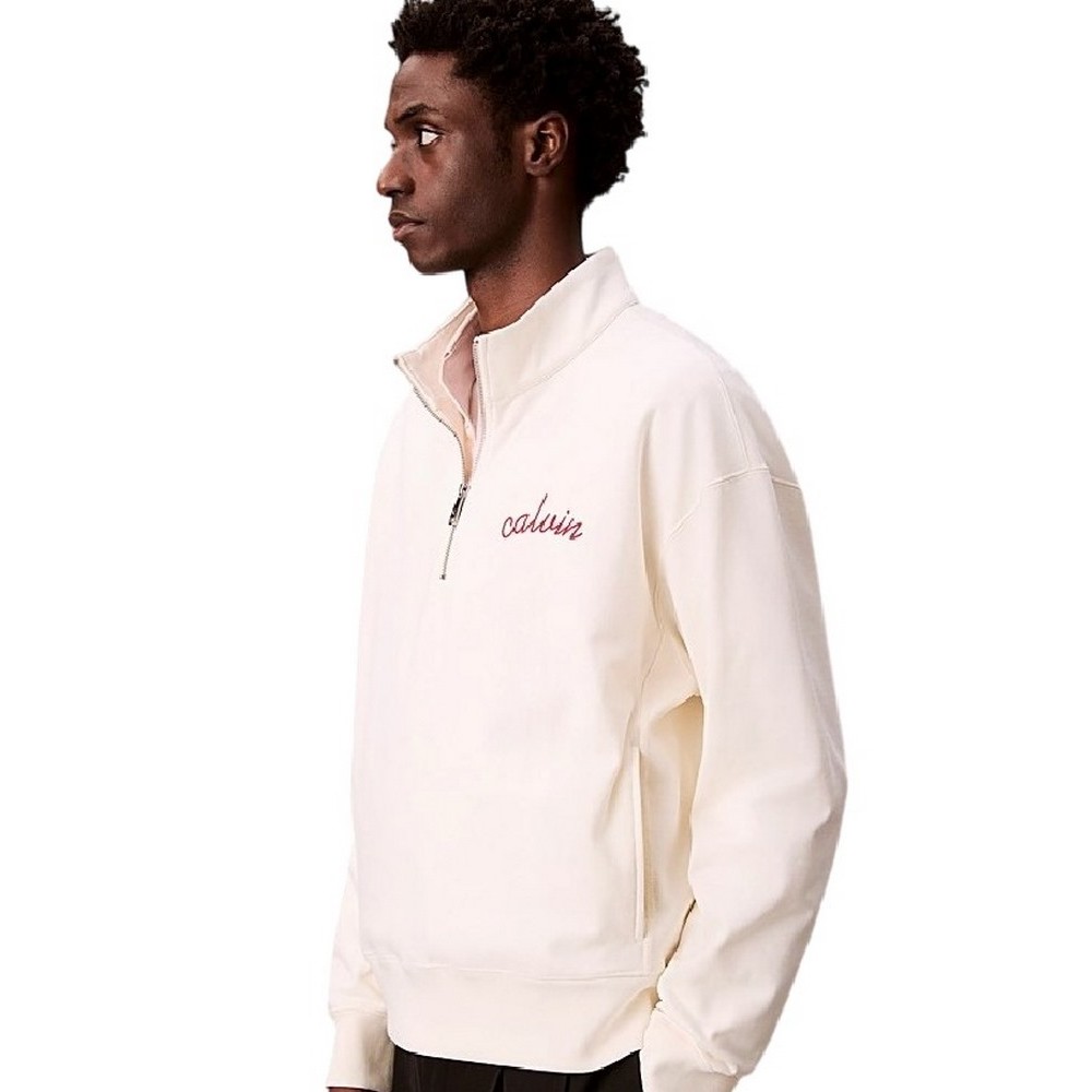CALVIN KLEIN JEANS PRMM TRRY CHN STTCH ΜΠΛΟΥΖΑ ΦΟΥΤΕΡ ΑΝΔΡΙΚΗ OFF WHITE