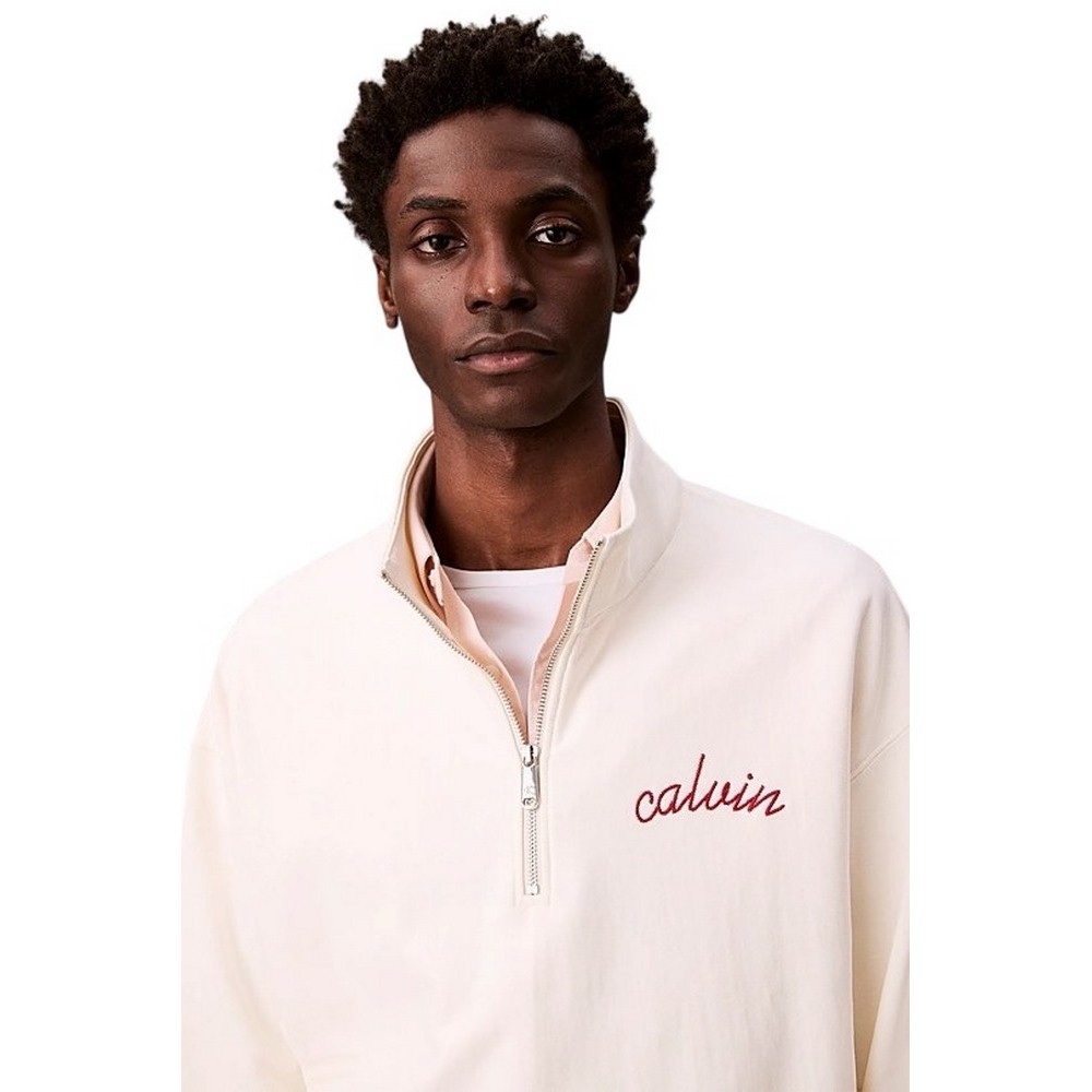 CALVIN KLEIN JEANS PRMM TRRY CHN STTCH ΜΠΛΟΥΖΑ ΦΟΥΤΕΡ ΑΝΔΡΙΚΗ OFF WHITE