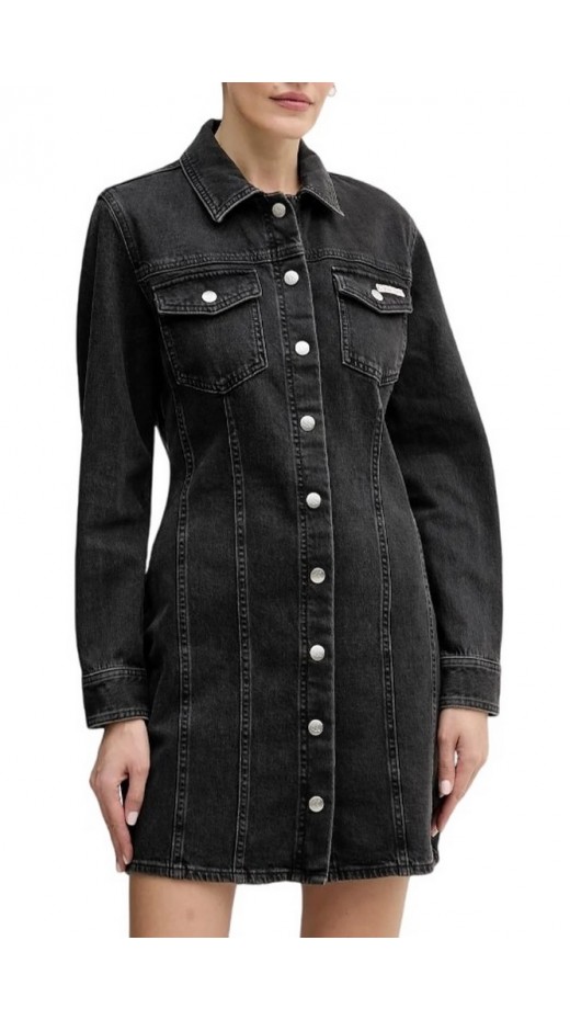 CALVIN KLEIN LS DENIM MINI DRESS ESSENTIAL ΦΟΡΕΜΑ ΓΥΝΑΙΚΕΙΟ BLACK DENIM