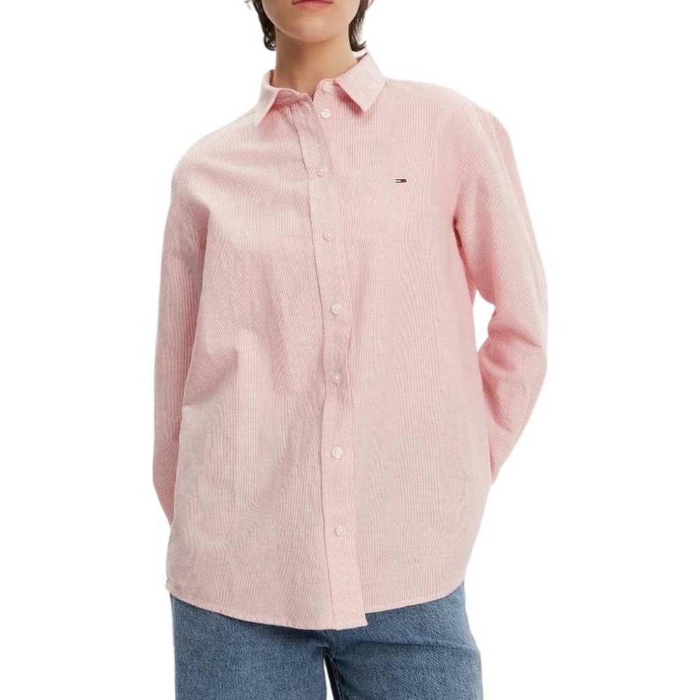 TOMMY JEANS RLX LINEN SHIRT ΠΟΥΚΑΜΙΣΟ ΓΥΝΑΙΚΕΙΟ PINK