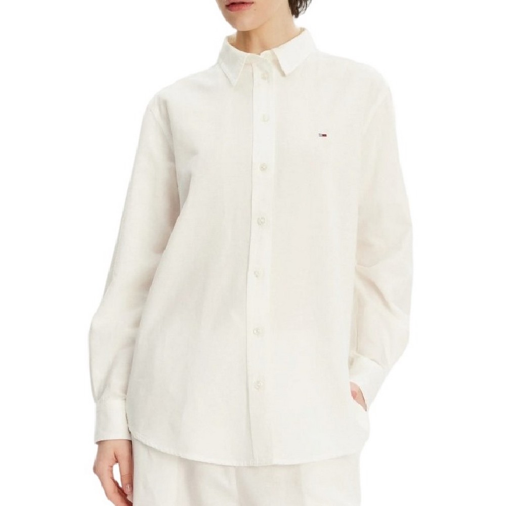 TOMMY JEANS RLX LINEN SHIRT ΠΟΥΚΑΜΙΣΟ ΓΥΝΑΙΚΕΙΟ OFF WHITE