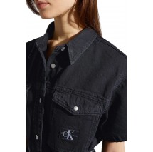 CALVIN KLEIN JEANS SHORT SLEEVE UTILITY SHIRT DRESS ΦΟΡΕΜΑ ΓΥΝΑΙΚΕΙΟ BLACK DENIM