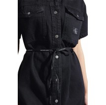 CALVIN KLEIN JEANS SHORT SLEEVE UTILITY SHIRT DRESS ΦΟΡΕΜΑ ΓΥΝΑΙΚΕΙΟ BLACK DENIM