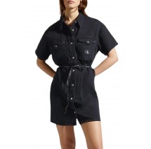 CALVIN KLEIN JEANS SHORT SLEEVE UTILITY SHIRT DRESS ΦΟΡΕΜΑ ΓΥΝΑΙΚΕΙΟ BLACK DENIM