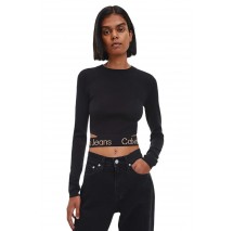 CALVIN KLEIN JEANS WAIST LOGO INTARSIA SWEATER ΜΠΛΟΥΖΑ ΓΥΝΑΙΚΕΙΑ BLACK