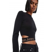 CALVIN KLEIN JEANS WAIST LOGO INTARSIA SWEATER ΜΠΛΟΥΖΑ ΓΥΝΑΙΚΕΙΑ BLACK