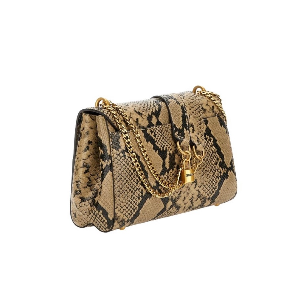 GUESS KATEY FLAP SHOULDER BAG ΤΣΑΝΤΑ ΓΥΝΑΙΚΕΙΑ SNAKE PRINT