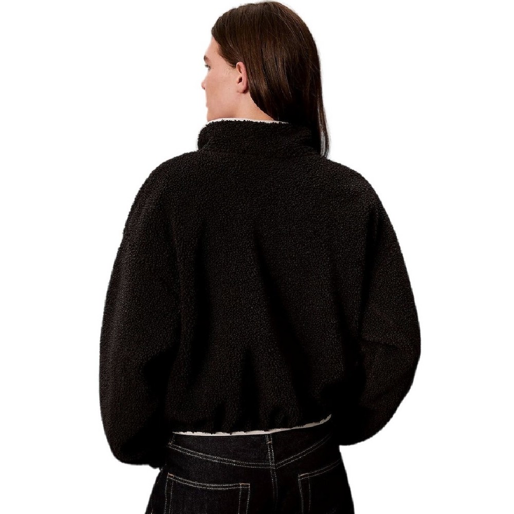 CALVIN KLEIN PERFORMANCE SHERPA 1/4 ZIP CONTRAST ΜΠΛΟΥΖΑ ΦΟΥΤΕΡ ΓΥΝΑΙΚΕΙΑ BLACK