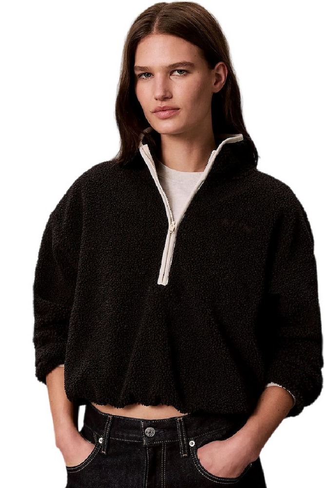 CALVIN KLEIN PERFORMANCE SHERPA 1/4 ZIP CONTRAST ΜΠΛΟΥΖΑ ΦΟΥΤΕΡ ΓΥΝΑΙΚΕΙΑ BLACK