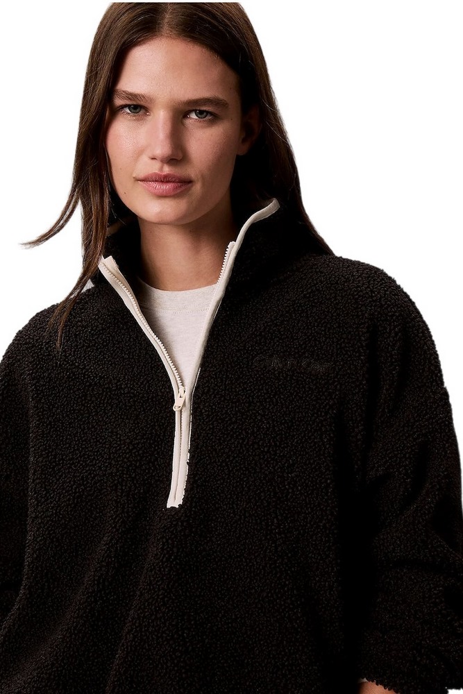 CALVIN KLEIN PERFORMANCE SHERPA 1/4 ZIP CONTRAST ΜΠΛΟΥΖΑ ΦΟΥΤΕΡ ΓΥΝΑΙΚΕΙΑ BLACK