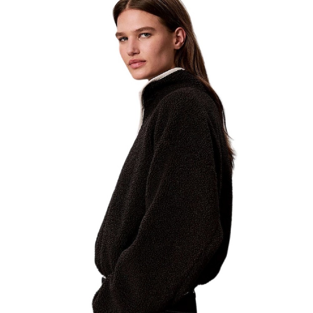 CALVIN KLEIN PERFORMANCE SHERPA 1/4 ZIP CONTRAST ΜΠΛΟΥΖΑ ΦΟΥΤΕΡ ΓΥΝΑΙΚΕΙΑ BLACK