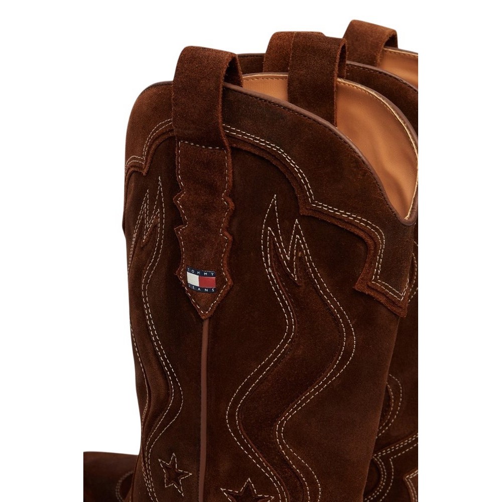 TOMMY JEANS ARCHIVE COWBOY BOOT SUEDE ΠΑΠΟΥΤΣΙ ΓΥΝΑΙΚΕΙΟ BROWN