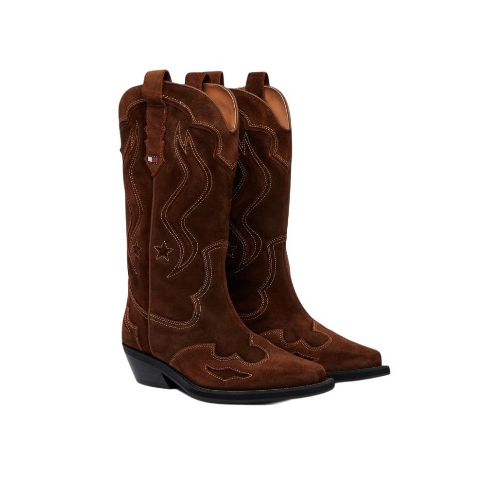 TOMMY JEANS ARCHIVE COWBOY BOOT SUEDE ΠΑΠΟΥΤΣΙ ΓΥΝΑΙΚΕΙΟ BROWN